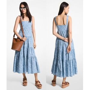 Michael Kors▪️Zebra Print Organic Cotton Dress in Chambray
